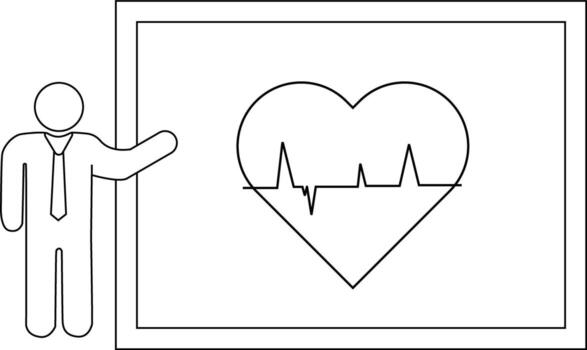 contorno ilustración palo figura presentación corazón ecg datos en pantalla vector