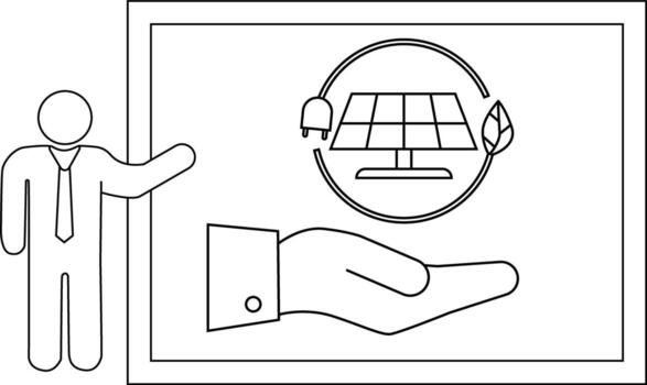 un resumido figura regalos un solar panel retenida terminado un mano enmarcado dentro un rectángulo vector