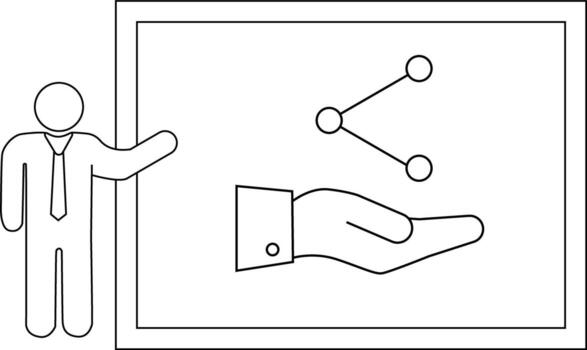 Person presenting diagram with circles and a hand vector