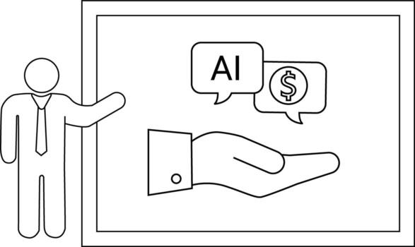 palo figura puntos a un dinero presentación un mano sostiene ideas en un pantalla vector