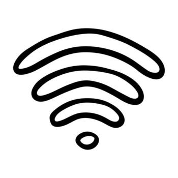 Hand drawn free wifi spot zone sign Public wi-fi area sign Wireless internet clipart in doodle style Single element for print, web, design, decor 3G, 4G, 5G, 6G, IoT wifi router vector