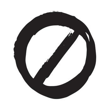 prohibition warning Hand drawn prohibition sign No entry symbol Black circle with cross line clipart in doodle style Ban Restriction Forbidden stop Single element for print, web, design vector