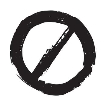 prohibition entry Hand drawn prohibition sign No entry symbol Black circle with cross line clipart in doodle style Ban Restriction Forbidden stop Single element for print, web, design vector