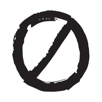 Hand drawn prohibition sign No entry symbol Black circle with cross line clipart in doodle style Ban Restriction Forbidden stop Single element for print, web, design prohibition restriction vector