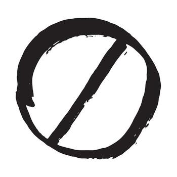 prohibition restriction Hand drawn prohibition sign No entry symbol Black circle with cross line clipart in doodle style Ban Restriction Forbidden stop Single element for print, web, design vector