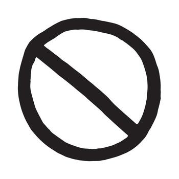 Hand drawn prohibition sign No entry symbol Black circle with cross line clipart in doodle style Ban Restriction Forbidden stop Single element for print, web, design scribble vector