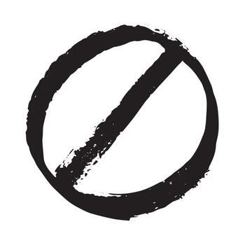 Hand drawn prohibition sign No entry symbol Black circle with cross line clipart in doodle style Ban Restriction Forbidden stop Single element for print, web, design cross vector