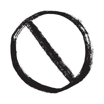 cross Hand drawn prohibition sign No entry symbol Black circle with cross line clipart in doodle style Ban Restriction Forbidden stop Single element for print, web, design vector