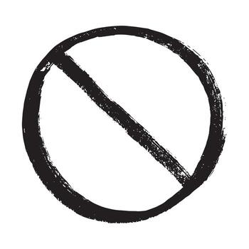 Hand drawn prohibition sign No entry symbol Black circle with cross line clipart in doodle style Ban Restriction Forbidden stop Single element for print, web, design circle vector