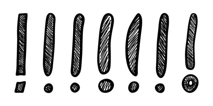 warning icon Set of hand drawn exclamation mark clipart Single element for design vector