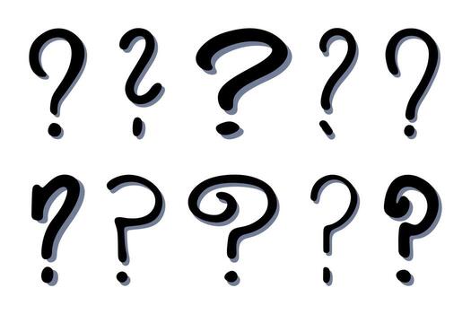 advertencia icono conjunto de mano dibujado pregunta marca clipart soltero elemento para diseño vector