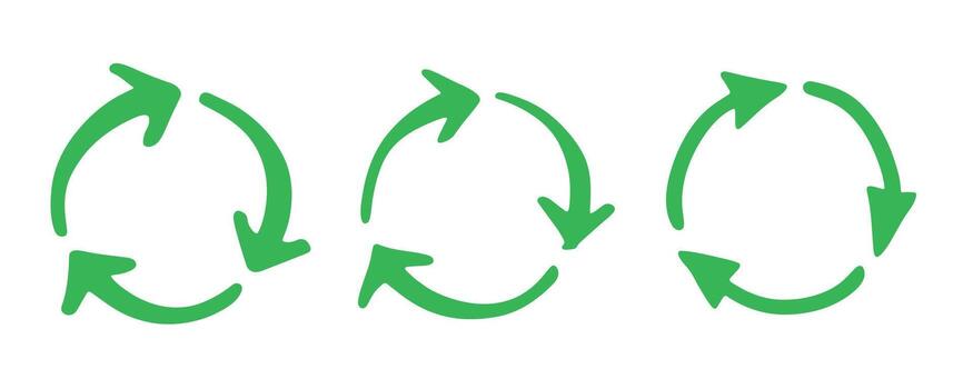conservation reuse Set of hand drawn recycle arrow icon Recycling resources symbol Reuse of materials, zero waste, green environment, saving the planet vector