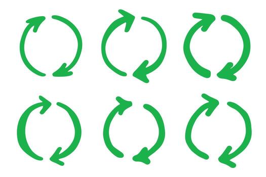 ecological cycle Set of hand drawn recycle arrow icon Recycling resources symbol Reuse of materials, zero waste, green environment, saving the planet vector