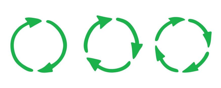 ecological organic Set of hand drawn recycle arrow icon Recycling resources symbol Reuse of materials, zero waste, green environment, saving the planet vector