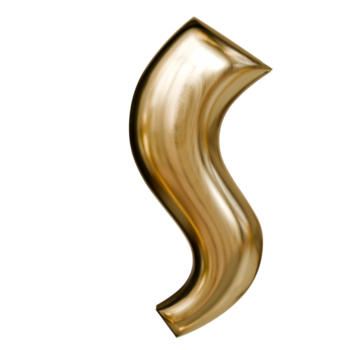Letter S Polished Gold Metallic Gloss png