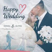 Happy Wedding Photo Overlay Greeting Card Square template