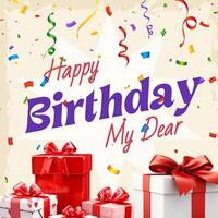 Happy Birthday Confetti Greeting Card Square template