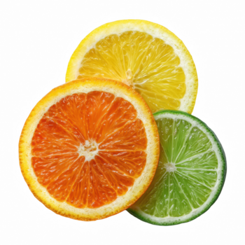 tre sovrapposizione agrume frutta fette di arancia, Limone, e lime isolato su trasparente sfondo png