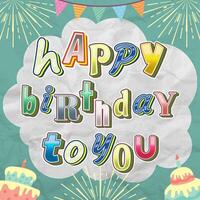 Happy Birthday Typography Greeting Card Square template