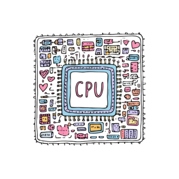 Doodle Handdrawn Computer CPU Microprocessor Chip Component Technology Element Illustration png