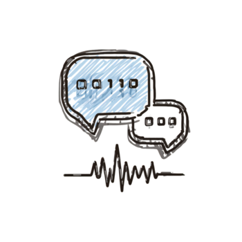 vague dessiné à la main binaire code dialogue bulle avec du son vague icône png