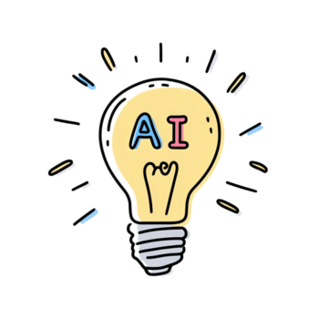 rabisco estilo lâmpada com ai texto representando artificial inteligência conceito png