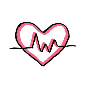 Handdrawn Outline Heartbeat Line in Heart Shape Symbol Element png