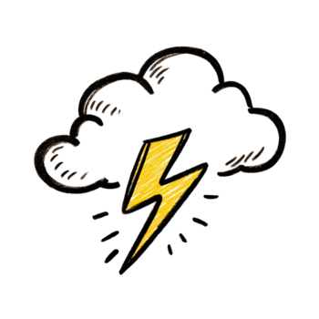 Handdrawn Sketch Style Cloud With Lightning Thunder Weather Element Graphic png