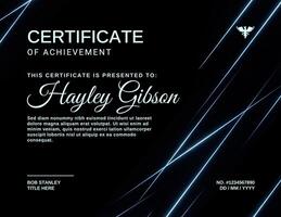 Black Diagonal Lines Certificate Template