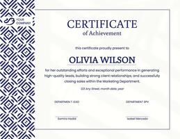 Blue Panel Pattern Certificate template