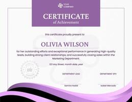Purple Ribbon Minimalist Certificate template
