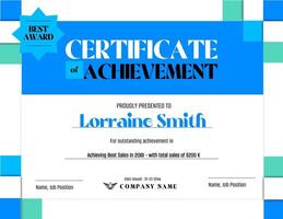 Blue Tosca Panel Block Modern Geometric Certificate of Achievement Template