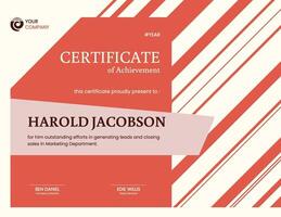 Peach Simple Line and Shape Certificate template