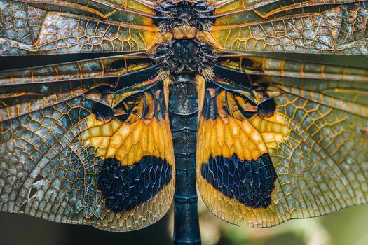 Dragonfly with detailed wings showing natural patterns photo