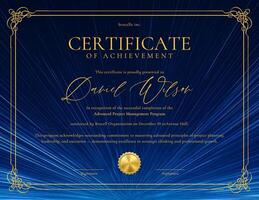 Blue Gold Certificate of Achievement For Management Program template