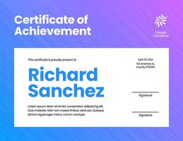 purple blue modern speed line ceritificate template