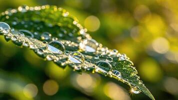 makro skott av dagg på blad, Loopable natur bakgrund video