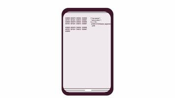 mobile codifica interfaccia. animazione utilizzando un' smartphone, alfa canale. cartone animato video