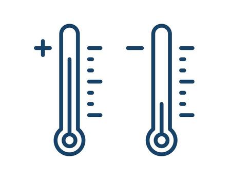 Thermometer icon with temperature scale, measurement of heat and cold for weather, health, science and climate control minimal flat illustration. vector