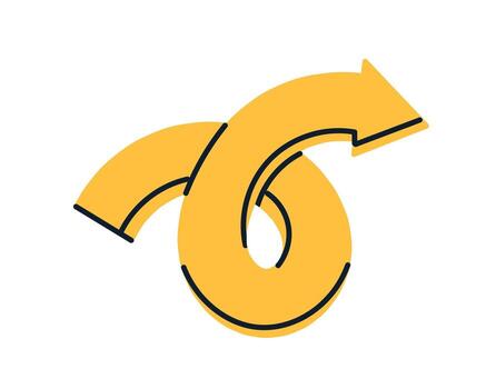 Yellow circular arrows icon, rotation and loop symbol showing process, reload, refresh and update concept isolated minimal flat illustration. vector