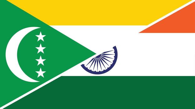 división bandera diseño combinatorio el nacional banderas de comoras y India vector