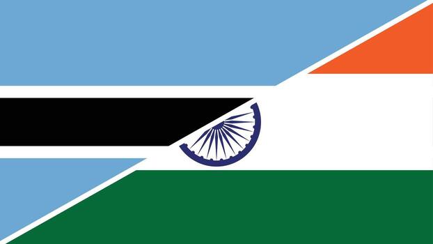 división bandera diseño combinatorio el nacional banderas de Botswana y India vector