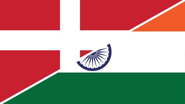 división bandera diseño combinatorio el nacional banderas de Dinamarca y India vector