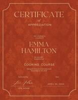 red minimalist certificate with frame template