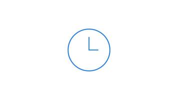 Pulsating blue outlined clock with ticking hands loading animation. Circular time passing. Animated throbber on transparent background. UI design element 4K for refresh, reload, update, waiting video