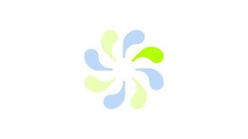 färgrik virvla runt kronblad släppa rotation läser in animation. teardrop former i blå grön cirkulär rörelse. animerad throbber på transparent. ui design element 4k . framsteg indikator, buffrande video