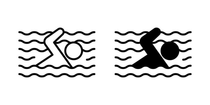 Swimming icon set. A simple and minimalist design illustrating a swimmer in a pool. Ideal for sports, recreation, or health related themes. Isolated on white background. vector