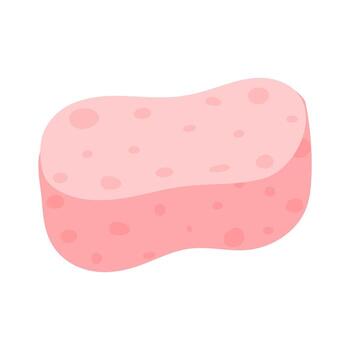 Colorful pink sponge resting on a white background in a simple and minimalistic style vector