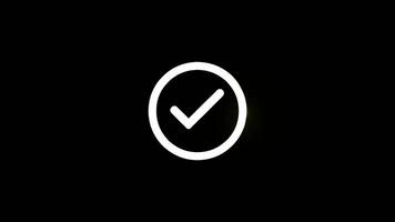 Loading bar with check mark animation on black background video