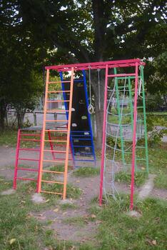 A colorful playground structure photo